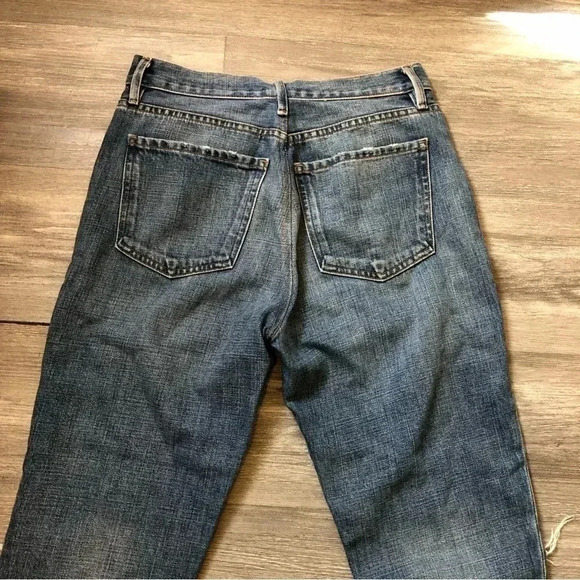 FRAME Women’s Jeans 24 Heritage Le Piper Straight Crop‎ Raw Hem Distressed Boho - Picture 9 of 9